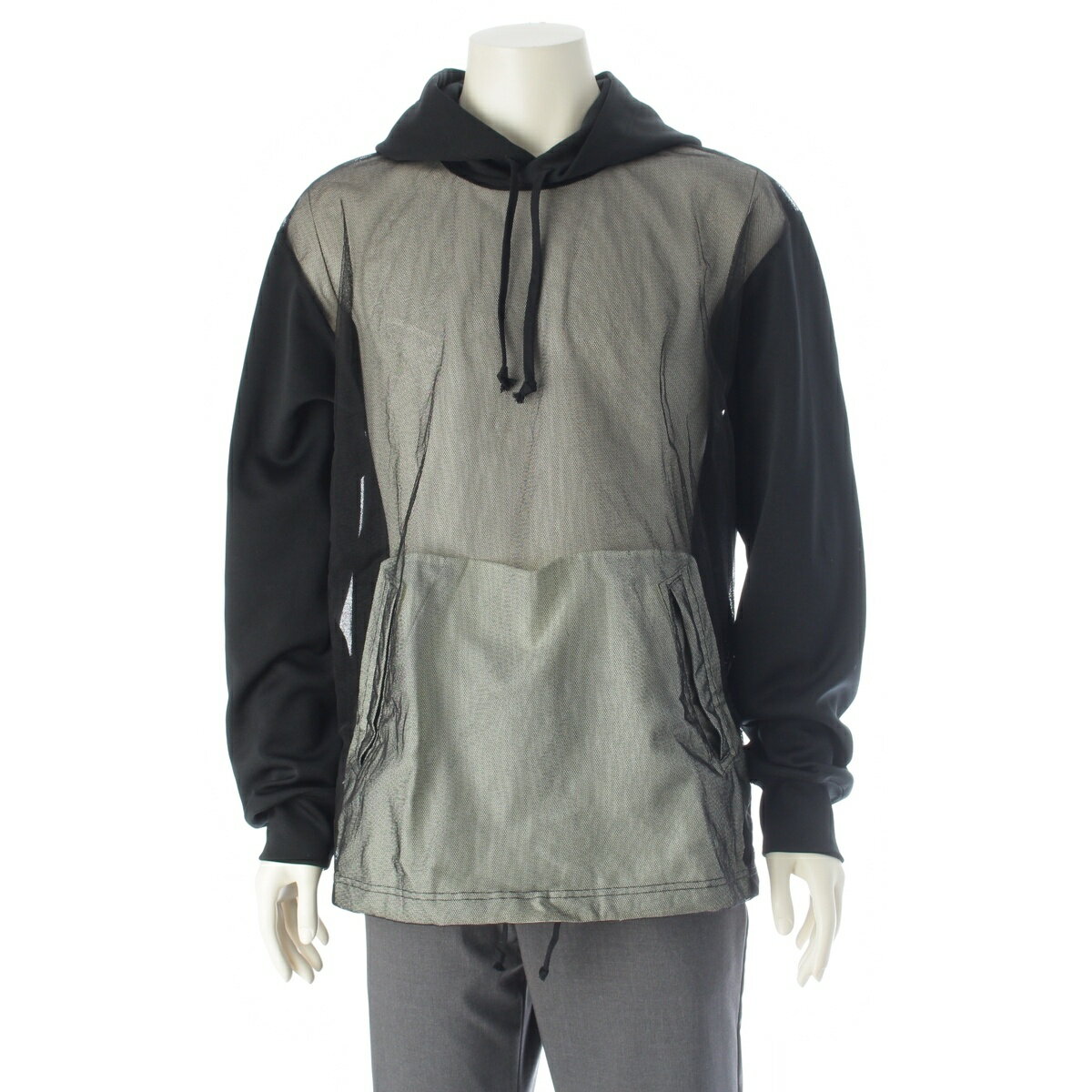 乐天商城 - コムデギャルソンオムプリュス COMME des GARCONS HOMME PLUS 25SS ポリエステル メッシュ チュール フーディ パーカー PO-T030 ブラック L【中古】【正規品保証】