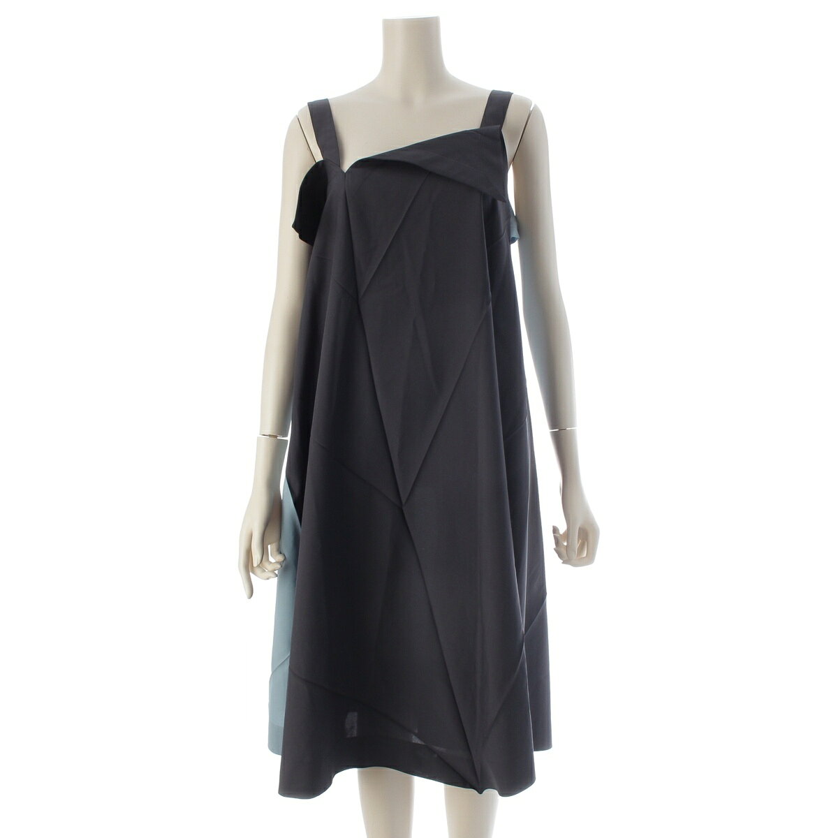 Rakuten - イッセイミヤケ ISSEY MIYAKE 132 5. バイカラー ワンピース ドレス IL41FH813 ブルー グレー 3【中古】【正規品保証】