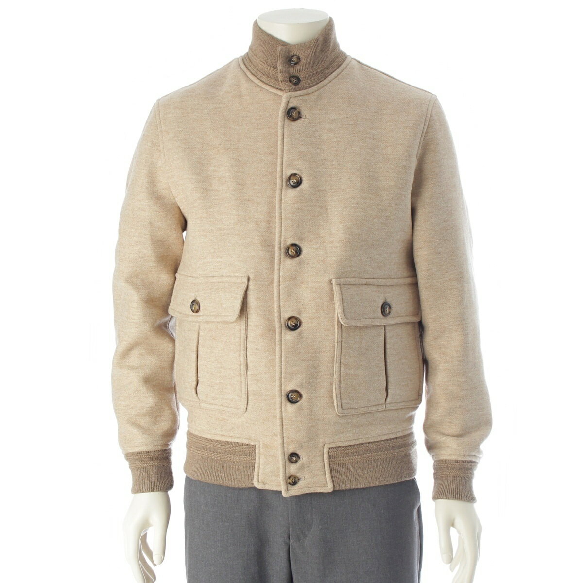 Rakuten - VALSTER ヴァルスタリーノ ウール ブルゾン ジャケット 23775 ベージュ 46【中古】【正規品保証】