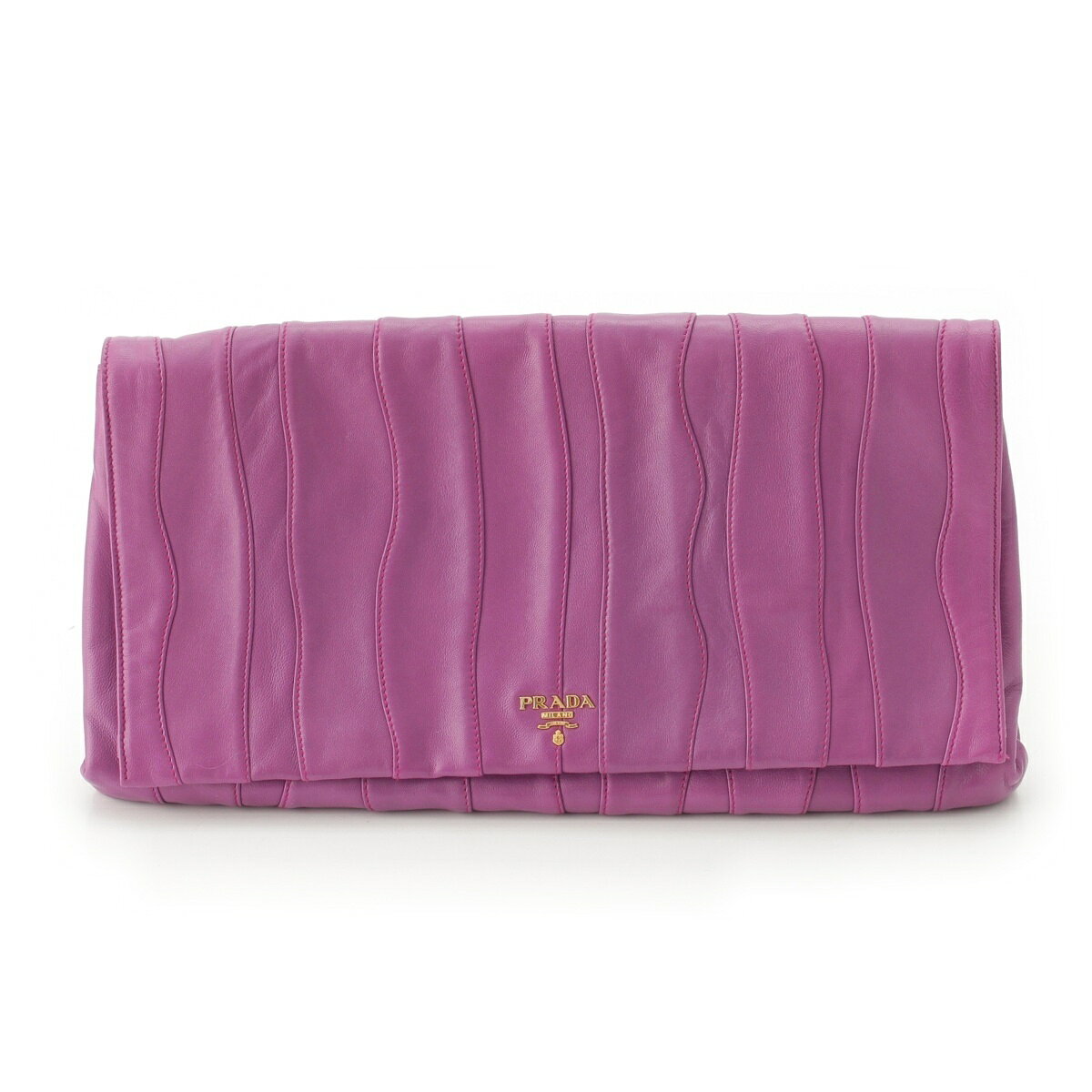 Rakuten - プラダ PRADA レザー ロゴ ナッパストライプ クラッチバッグ BP0194 パープル【中古】【正規品保証】