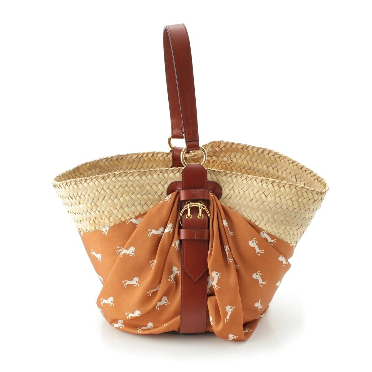 クロエ Chloe 2019 パニエ PANIER シルクスカーフ ポーチ付き かご ハンドバッグ CHC19AS200B2592X ブラウン【中古】【正規品保証】