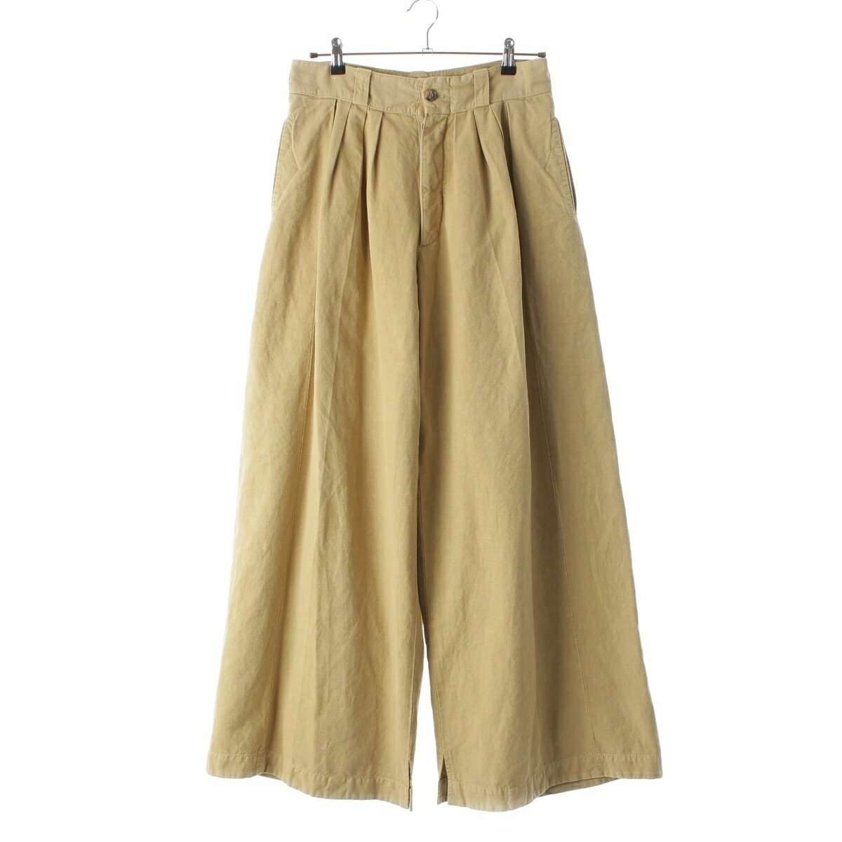 乐天商城 - メゾンマルジェラ Maison Margiela Wide leg pants コットン×リネン タック ワイド チノパンツ S51KA0559 ベージュ 36【中古】【正規品保証】