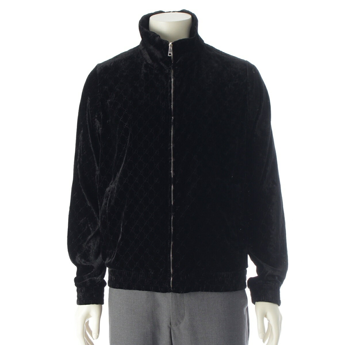 Rakuten - グッチ GUCCI GG ベルベッド 総柄 ジップアップ トラック ジャケット 864616 ブラック L【中古】【正規品保証】