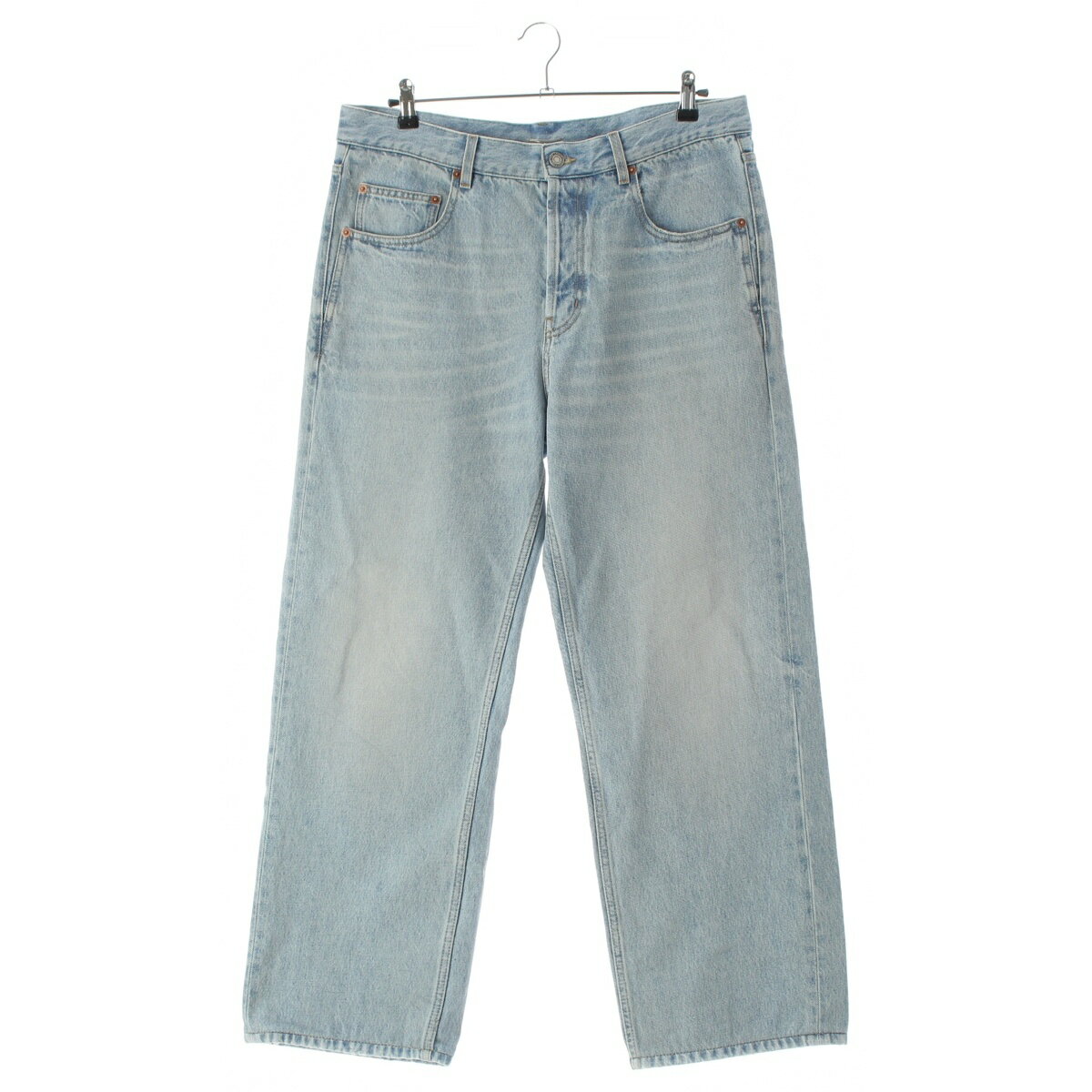 乐天商城 - サンローラン SAINT LAURENT コットン ミッドストレート バギージーンズ アイスウォッシュ デニムパンツ 795394 ミシガンブルー 32【中古】【正規品保証】