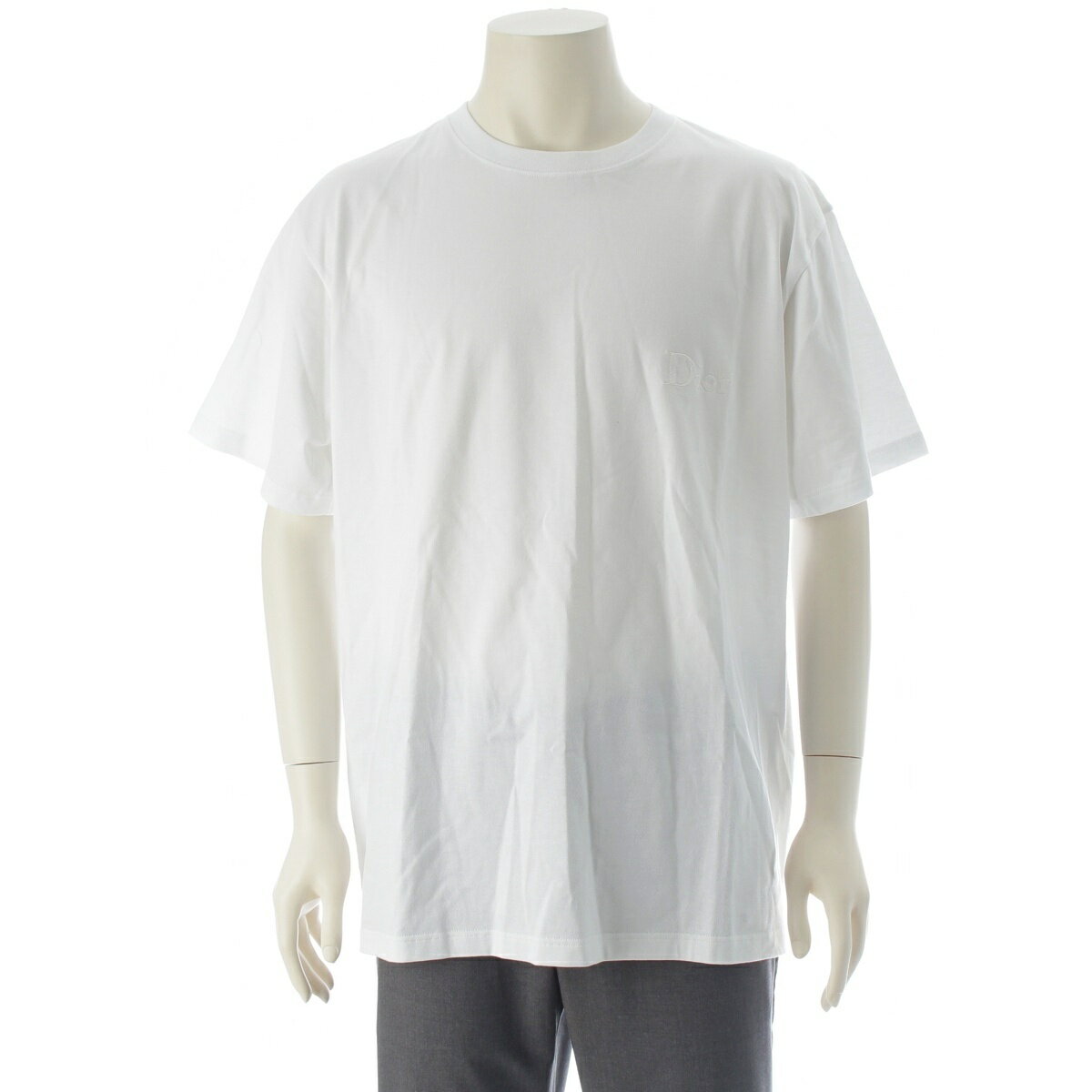 Rakuten - ディオール Dior 2026 コットン ロゴ刺繡 リラックスフィット ジャージー 半袖Tシャツ 683J606A0677 ホワイト XL【中古】【正規品保証】