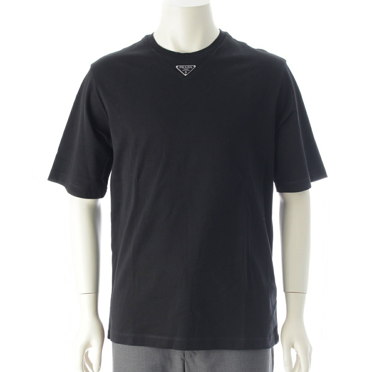 Rakuten - プラダ PRADA トライアングルロゴ オーバーサイズ 半袖Tシャツ トップス UJN861 ブラック S【中古】【正規品保証】