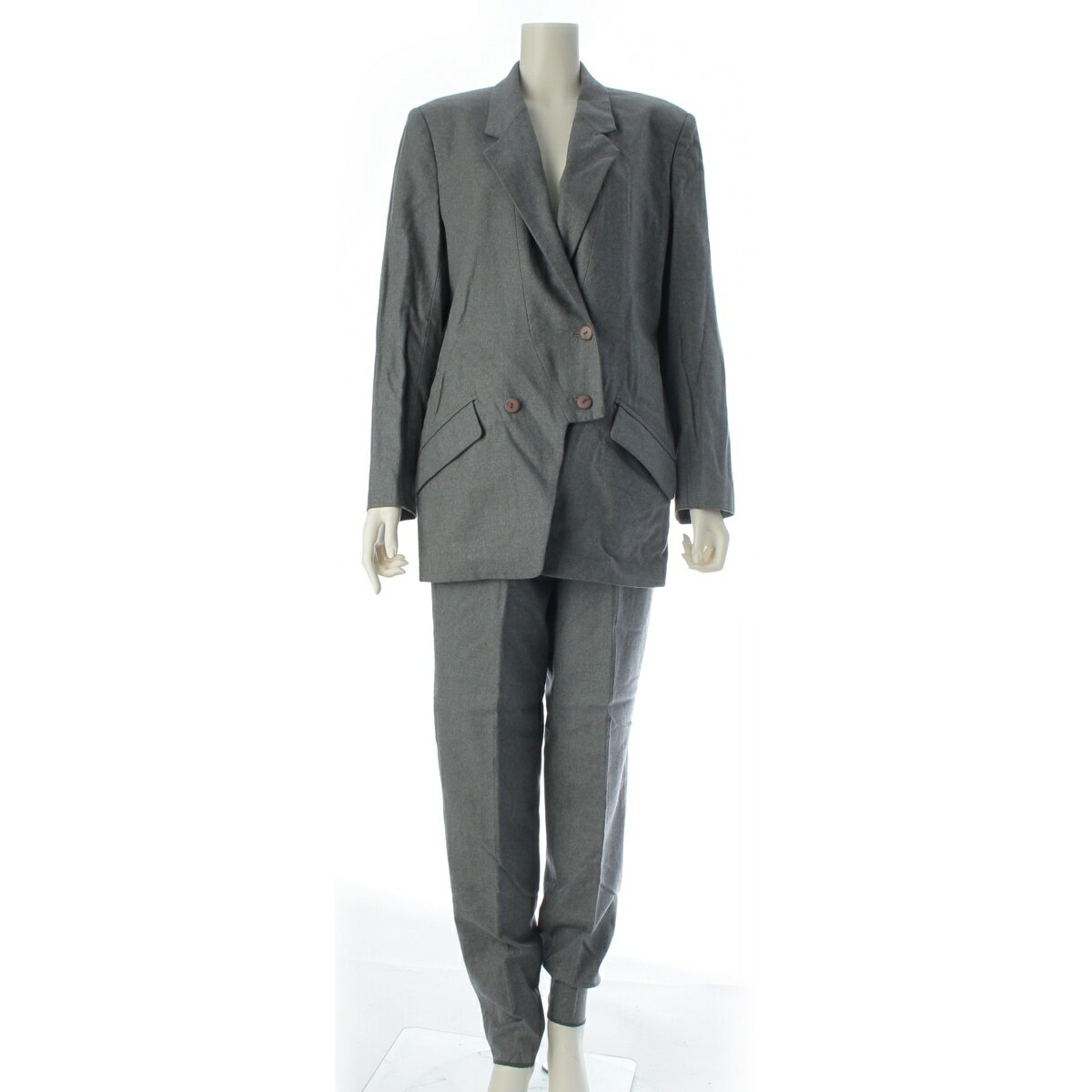 Rakuten - イッセイミヤケ ISSEY MIYAKE 80s 1985 ウール 変型 カッティング シングルブレスト セットアップ ジャケット パンツ スーツ JS33215 MG44965 グレー 9【中古】【正規品保証】