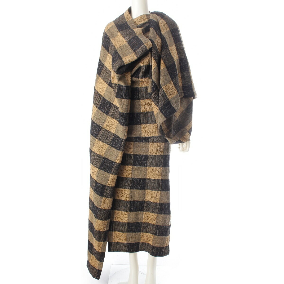 Rakuten - イッセイミヤケ ISSEY MIYAKE シルク コットン 筆タグ 袈裟 KESA ニット ストレッチ 3ピース セットアップ JS24324/54284/14874 ブラック ベージュ 9【中古】【正規品保証】