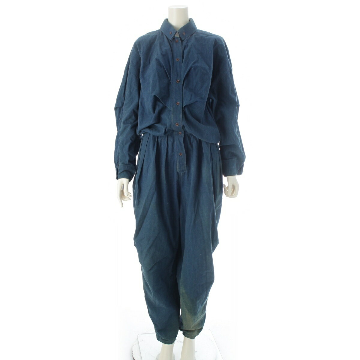 Rakuten - イッセイミヤケ ISSEY MIYAKE 80s 1983 コットン 筆タグ リネン混 変型 ジャンプ スーツ JM73023 インディゴ 9【中古】【正規品保証】