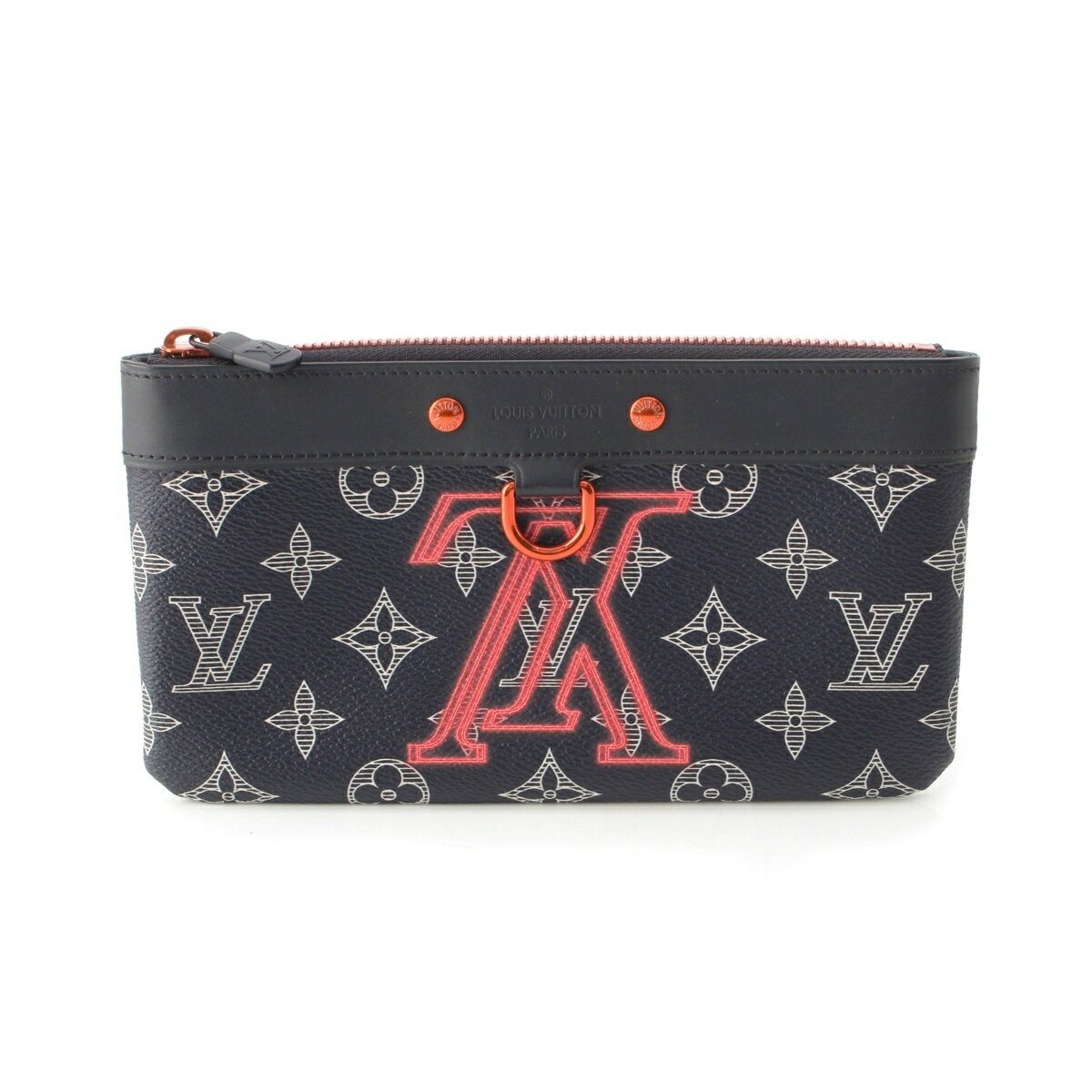 乐天商城 - ルイヴィトン LOUIS VUITTON ポシェットアポロPM モノグラムインク ジップ ポーチ M62898 ネイビー レッド【中古】【正規品保証】
