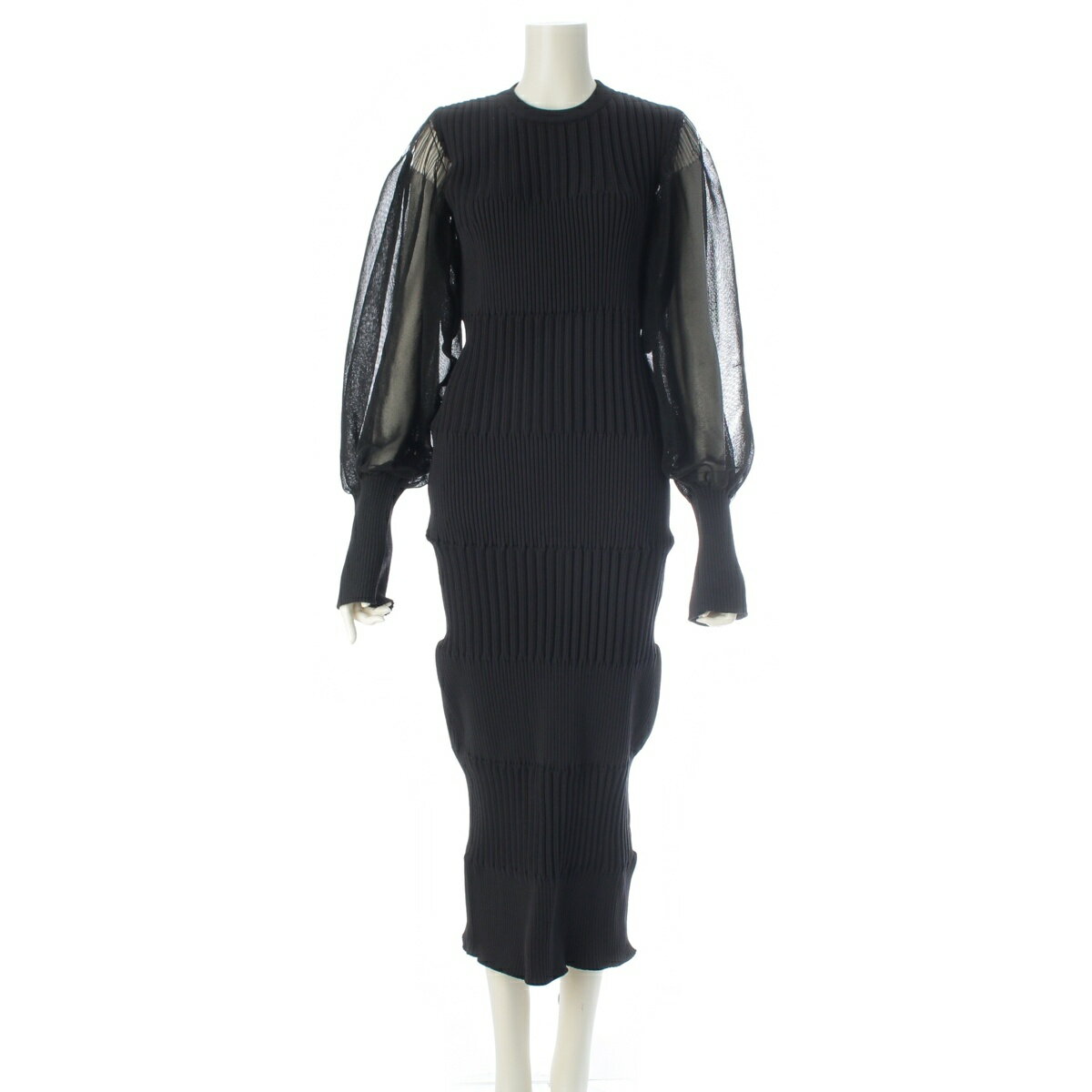 乐天商城 - シーエフシーエル CFCL FLUTED LUCENT シアー スリーブ ロングドレス ワンピース CF006KH051 ブラック 1【中古】【正規品保証】