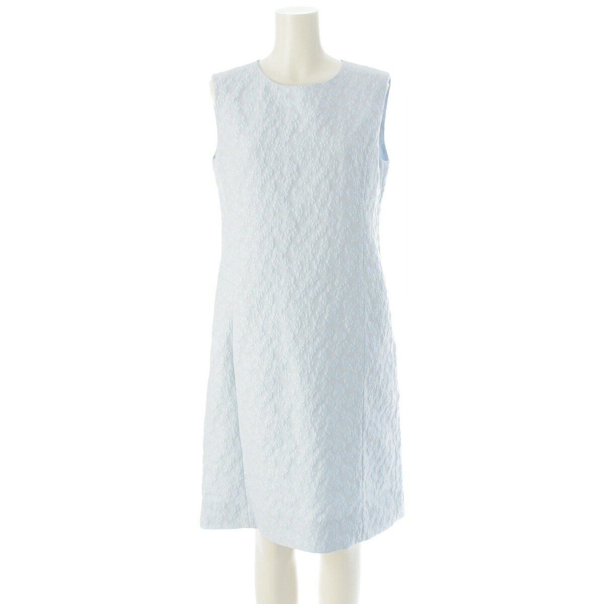 Rakuten - フォクシー ニューヨーク FOXEY NEW YORK 20年 COLLECTION Calla Lily ジャガード ノースリーブ ワンピース ドレス 40964 ライトブルー 40【中古】【正規品保証】