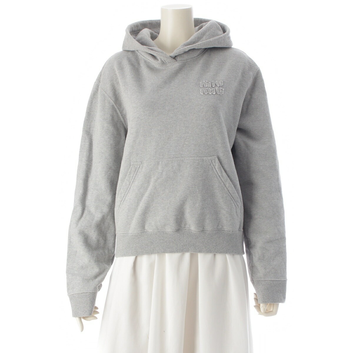 Rakuten - ミュウミュウ MIUMIU 23SS ロゴ フーディー パーカー スウェット トップス グレー XS【中古】【正規品保証】