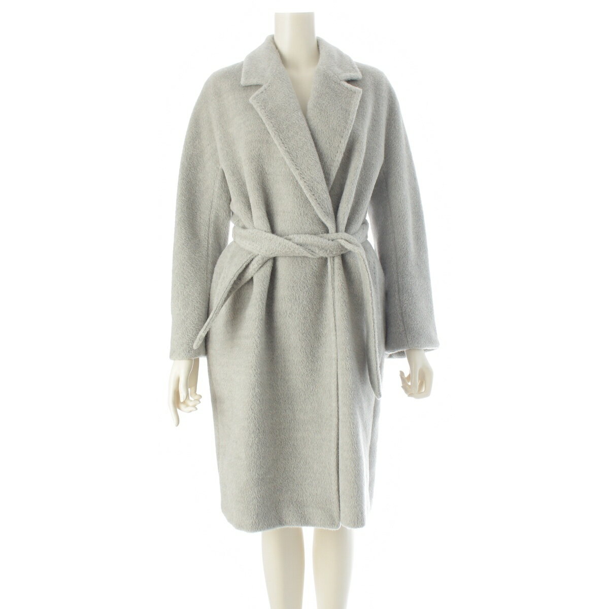 樂天商城 - マックスマーラ MAX MARA アルパカ ウール コート ベルト付き アウター 101610836 グレー 36【中古】【正規品保証】
