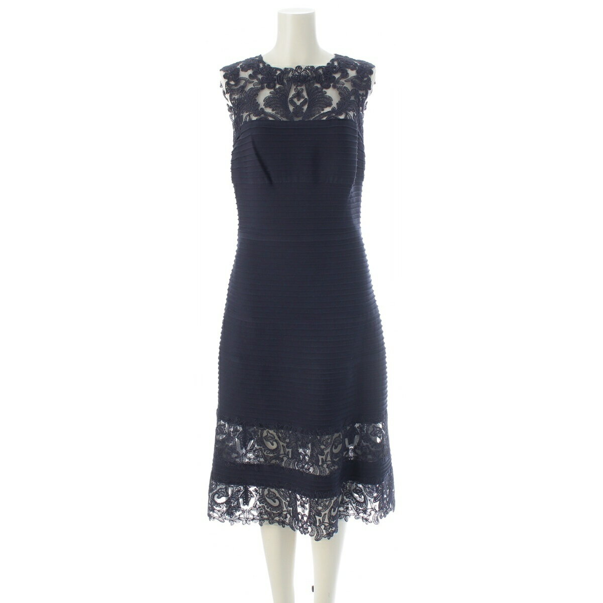 Rakuten - タダシショージ TADASHI SHOJI フラワーレース切替 ワンピース ALX1524IM ネイビー XS【中古】【正規品保証】