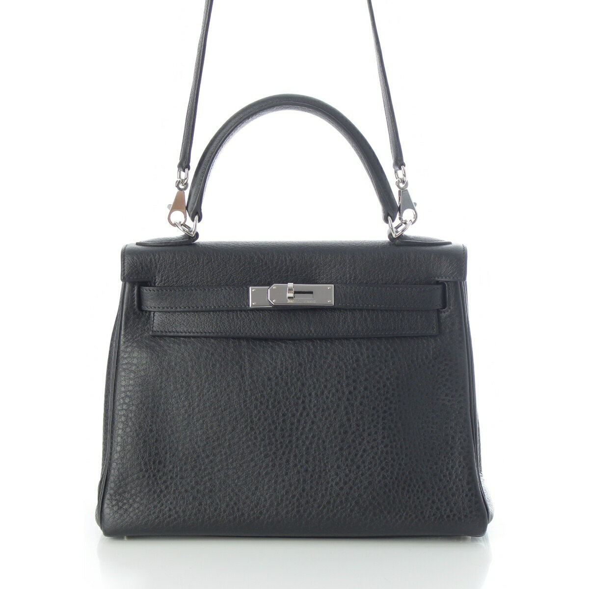 Rakuten - エルメス HERMES ケリー28 フィヨルド シルバー金具 2WAY ショルダー ハンドバッグ □G刻 ブラック【中古】【正規品保証】