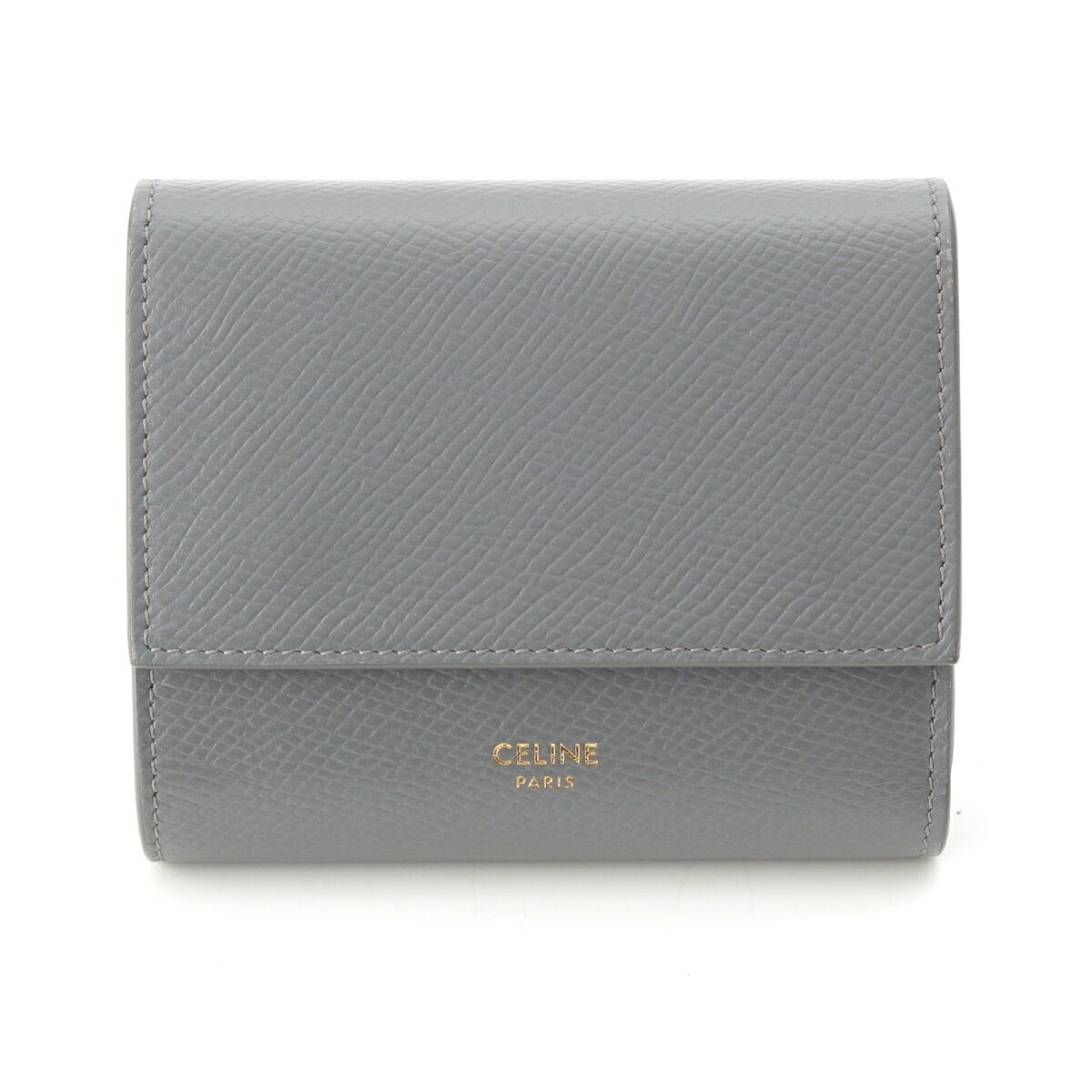 Rakuten - セリーヌ CELINE スモールトリフォールド レザー コンパクトウォレット 二つ折り財布 グレー【中古】【正規品保証】