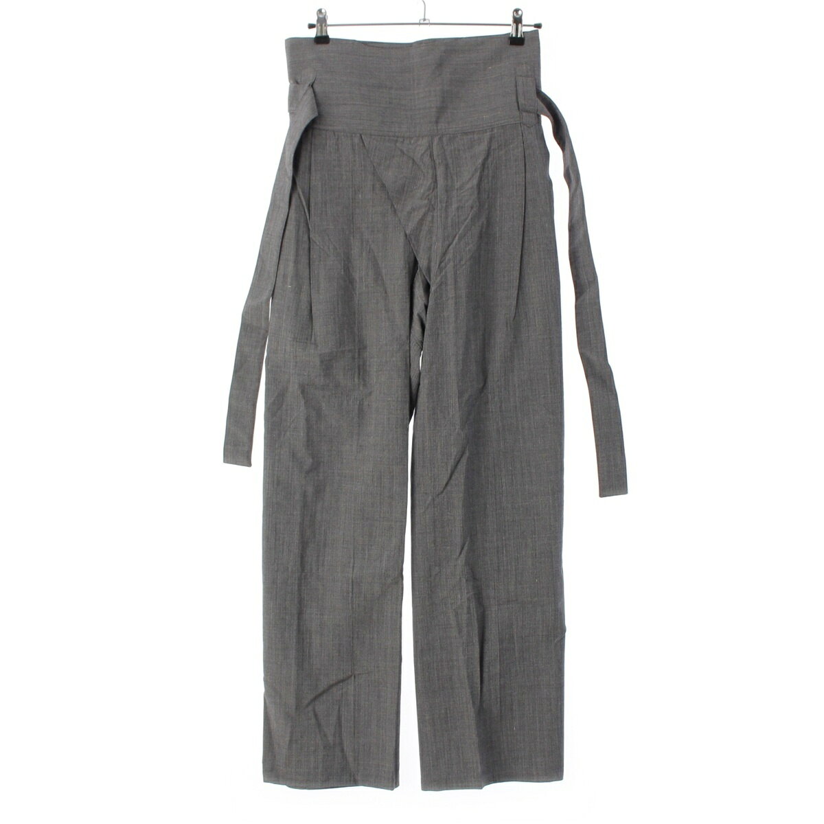 Rakuten - イッセイミヤケ ISSEY MIYAKE 95SS ウール シルク　レーヨン ベルテッド デザイン 巻き パンツ グレー F【中古】【正規品保証】