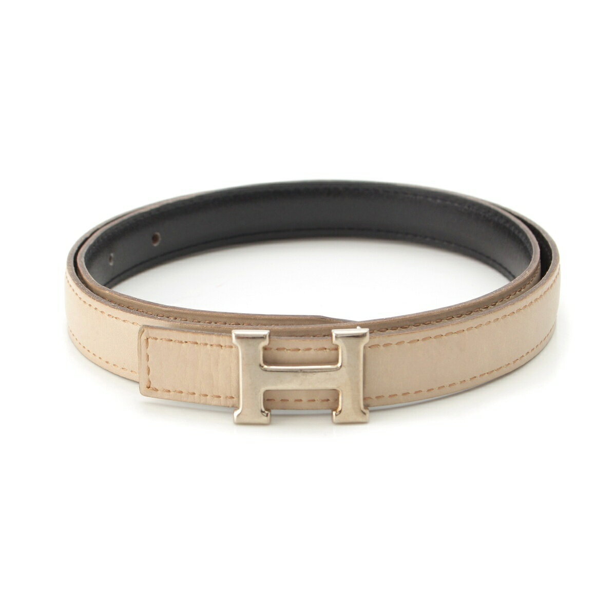 乐天商城 - エルメス HERMES コンスタンス レザー Hモチーフ ベルト アイボリー 75【中古】【正規品保証】