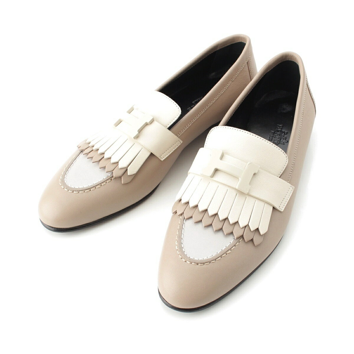 Rakuten - エルメス HERMES モカシン ロワイヤル Hロゴ ローファー ベージュ系 36【中古】【正規品保証】