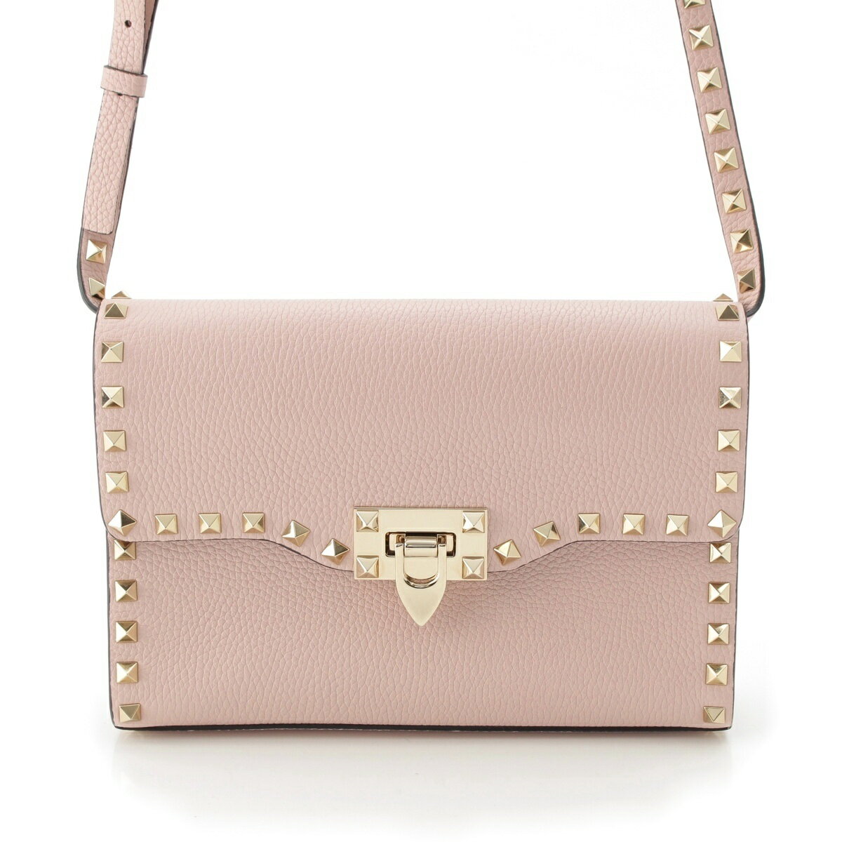 Rakuten - ヴァレンティノ VALENTINO レザー ロックスタッズ ショルダーバッグ ピンク【中古】【正規品保証】