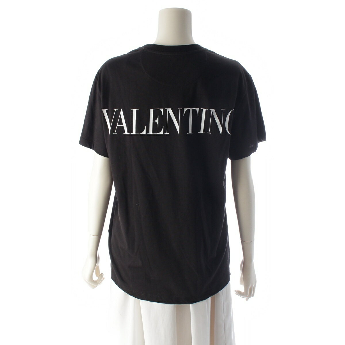 Rakuten - ヴァレンティノ VALENTINO コットン シルク ポリエステル バックロゴ ドッキング 半袖Tシャツ トップス XV0MG10V8H0 ブラック XS【中古】【正規品保証】