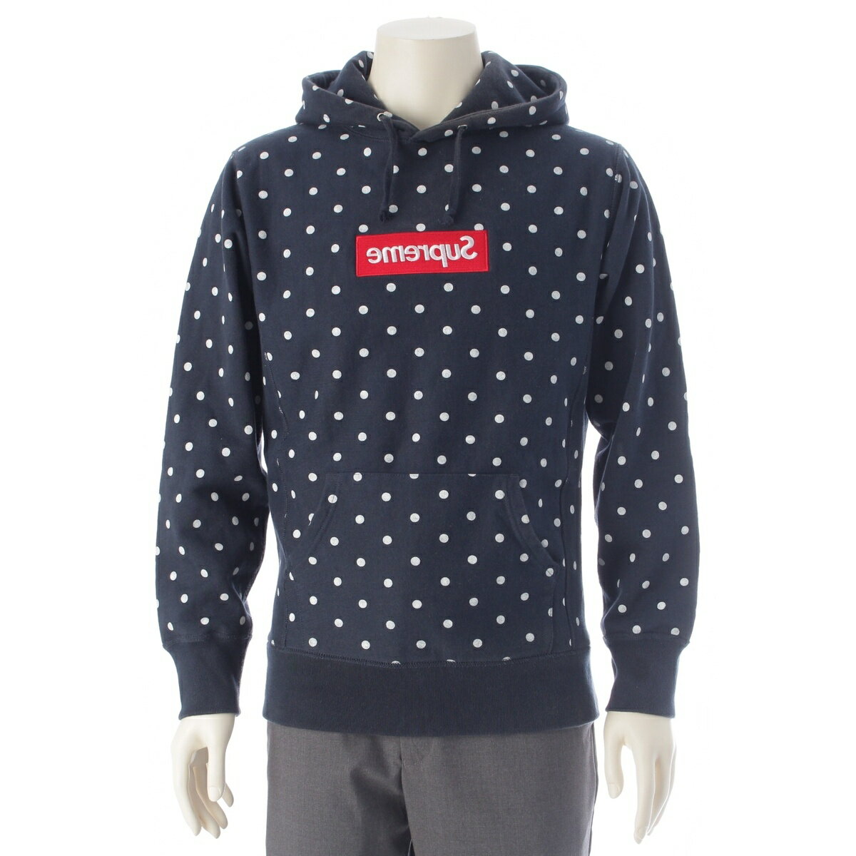 Rakuten - コムデギャルソン COMME des GARCONS シュプリーム Supreme コットン 反転ボックスロゴ ドット プルオーバー パーカー ネイビー ホワイト S【中古】【正規品保証】