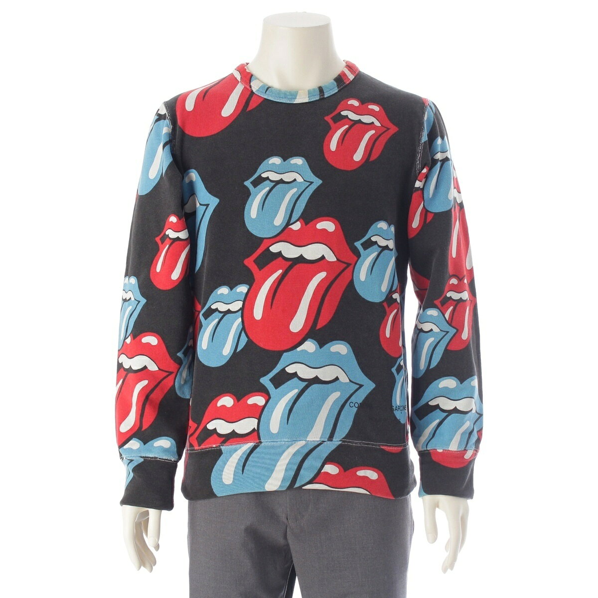 乐天商城 - コムデギャルソンオムプリュス COMME des GARCONS HOMME PLUS ローリングストーンズ Rolling Stones コットン Lips and Tongue ロゴ 長袖 スウェット PQ-T007 ブラック S【中古】【正規品保証】