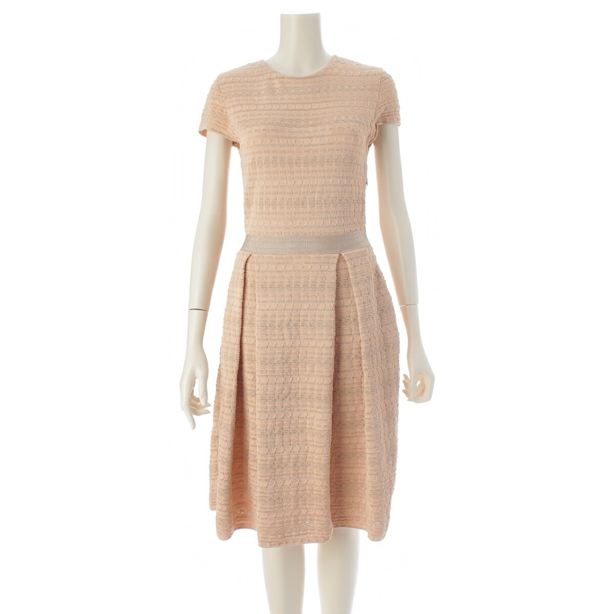 乐天商城 - クリスチャンディオール Christian Dior ラフシモンズ期 13SS 2013 レーヨン ナイロン 半袖 ニット ワンピース トップス スカート 3C24627AM525 サーモンピンク系 ベージュ 34【中古】【正規品保証】