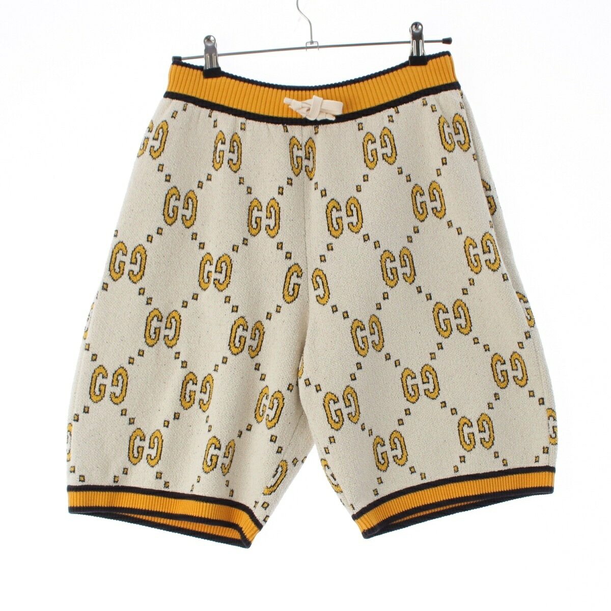 Rakuten - グッチ GUCCI コットン ナイロン GG柄 ショートパンツ 740573 ホワイト×イエロー M【中古】【正規品保証】