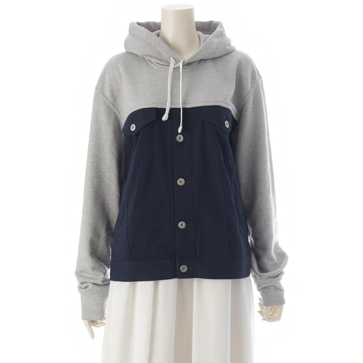 乐天商城 - コムデギャルソン COMME des GARCONS 25AW オムドゥ ドッキング パーカー トップス DP-T003 グレー ネイビー S【中古】【正規品保証】