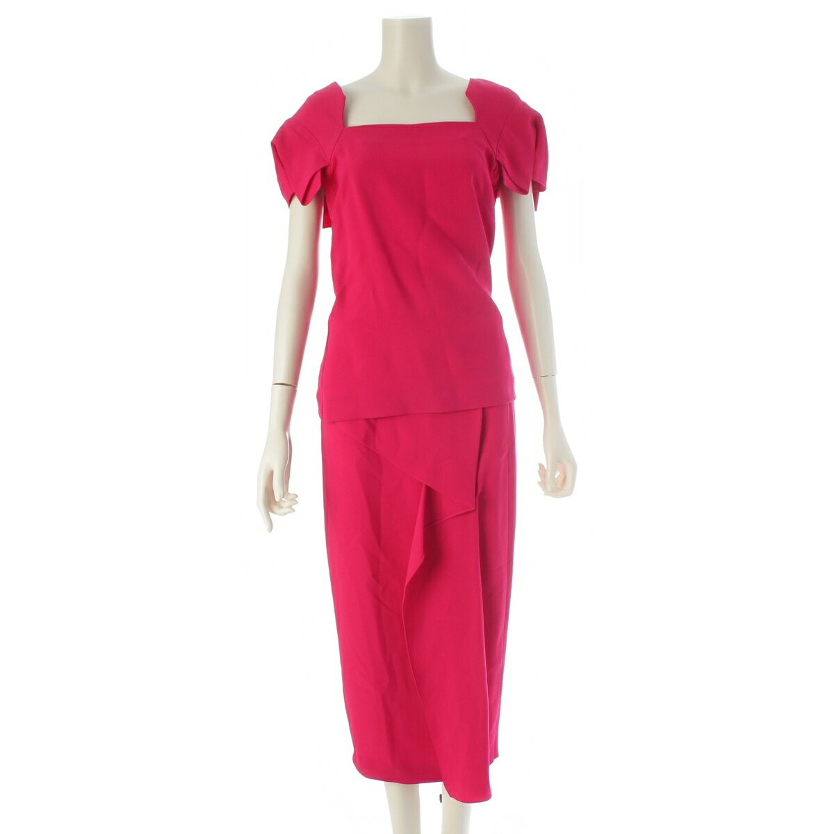乐天商城 - ローランムレ ROLAND MOURET フリルスリーブ 半袖ブラウス ロング スカートセットアップ ピンク UK10/12【中古】【正規品保証】