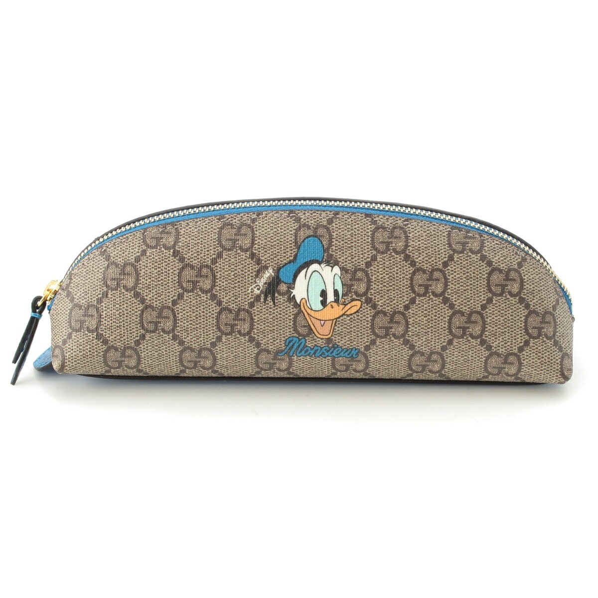 グッチ GUCCI ディズニー GGスプリーム ドナルドダック ペンケース ステーショナリー 文具 662129 ベージュ×ブルー【中古】【正規品保証】