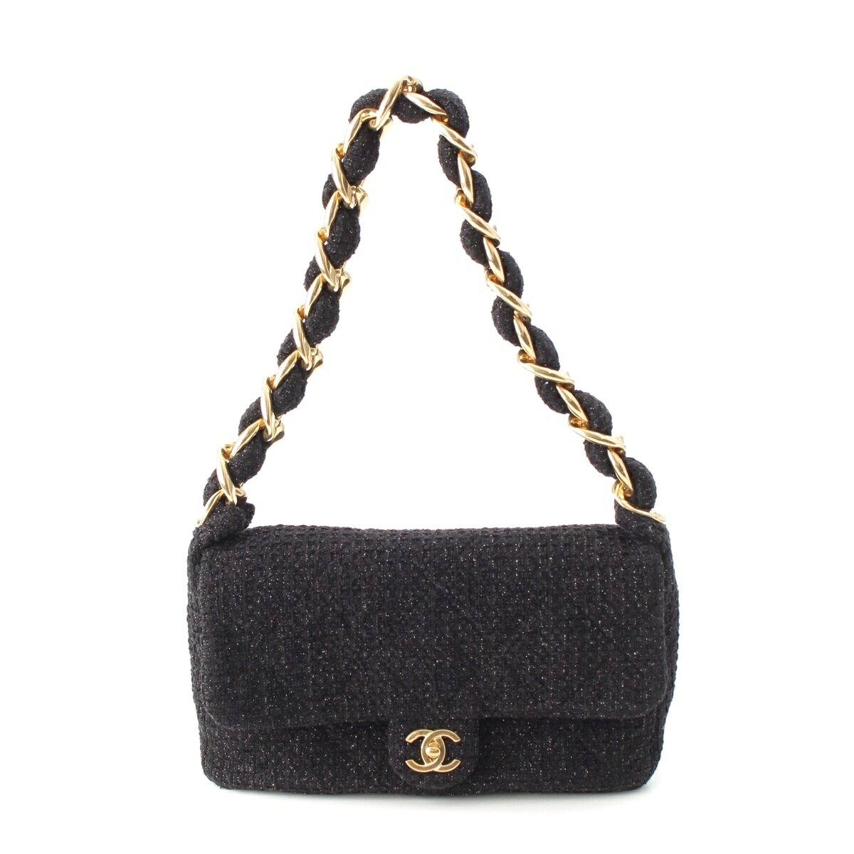 Rakuten - シャネル CHANEL 25K ツイード ラージフラップ チェーン ホーボー ショルダーバッグ AS5835 ブラック ゴールド金具【中古】【正規品保証】