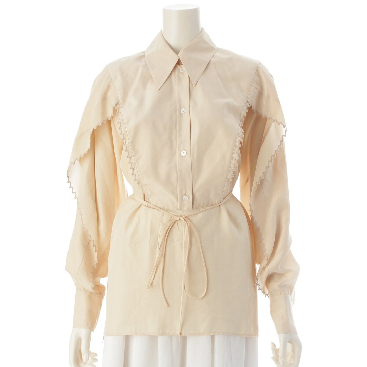 乐天商城 - ステラマッカートニー Stella McCartney シルク レース ブラウス シャツ 長袖 ベージュ 36【中古】【正規品保証】