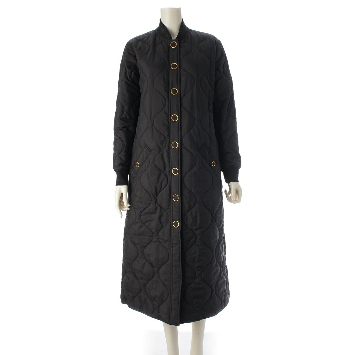 乐天商城 - トリーバーチ Tory Burch キルティング コート アウター ベルト付き ブラック 2【中古】【正規品保証】