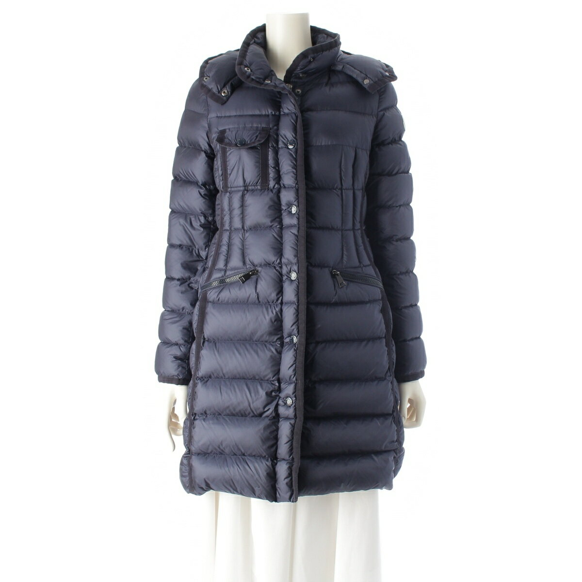 乐天商城 - モンクレール MONCLER 16年 HERMINE ナイロン ダウン ダウンコート ネイビー 0【中古】【正規品保証】
