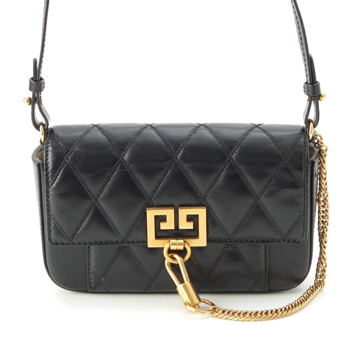 Rakuten - ジバンシー Givenchy レザー ダイヤキルティング ショルダーバッグ ブラック【中古】【正規品保証】