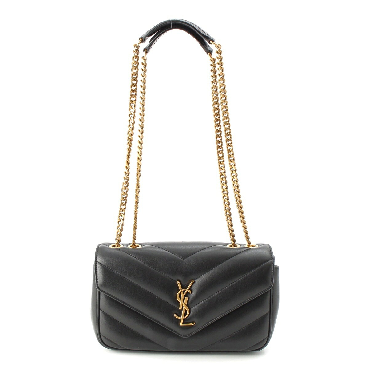 乐天商城 - サンローラン SAINT LAURENT ルル スモール ラムスキン チェーン ショルダーバッグ ロゴ 801437 ブラック【中古】【正規品保証】