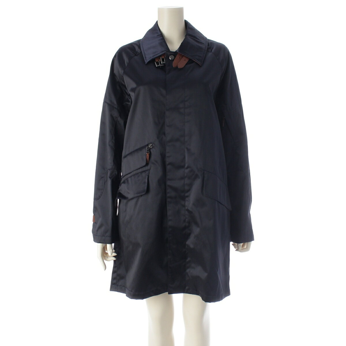 樂天商城 - ラルフローレン RALPH LAUREN レザー ナイロン ジップ コート CMRBKA1503 ネイビー M【中古】【正規品保証】