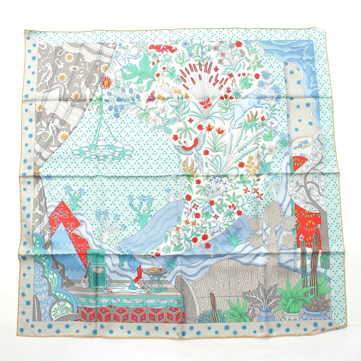 乐天商城 - エルメス HERMES カレ90 シルク Le Premier Chant 始まりの歌 スカーフ ブルー マルチカラー【中古】【正規品保証】