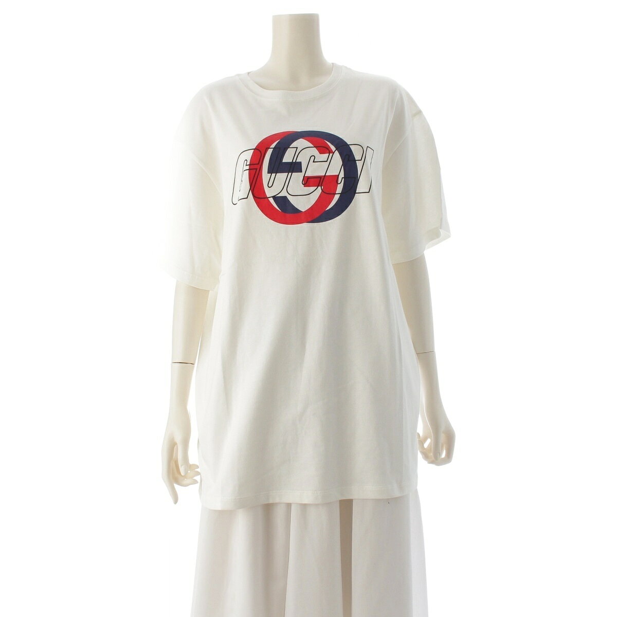Rakuten - グッチ GUCCI コットンジャージ GGロゴ クルーネック 半袖Tシャツ トップス 771758 ホワイト L【中古】【正規品保証】