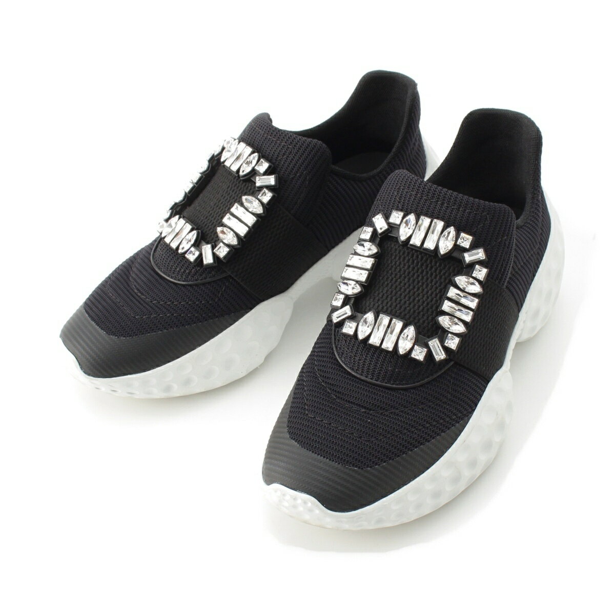 乐天商城 - ロジェヴィヴィエ Roger Vivier VIV RUN RIGHT ビジュー バックル スニーカー RVW63731340 ブラック 36【中古】【正規品保証】