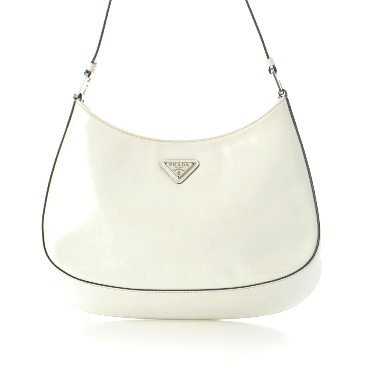 乐天商城 - プラダ PRADA クレオ レザー トライアングルロゴ ショルダーバッグ ハンドバッグ ホワイト【中古】【正規品保証】