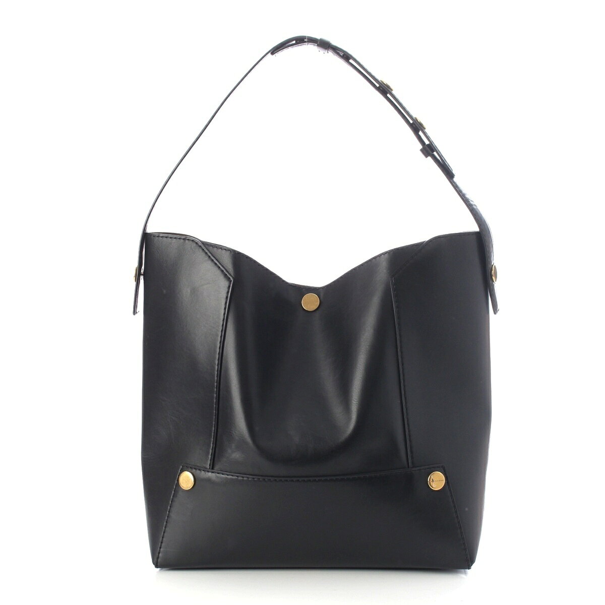 樂天商城 - ステラマッカートニー Stella McCartney ポッパー バケット レザー ワンショルダー バッグ トートバッグ ブラック【中古】【正規品保証】
