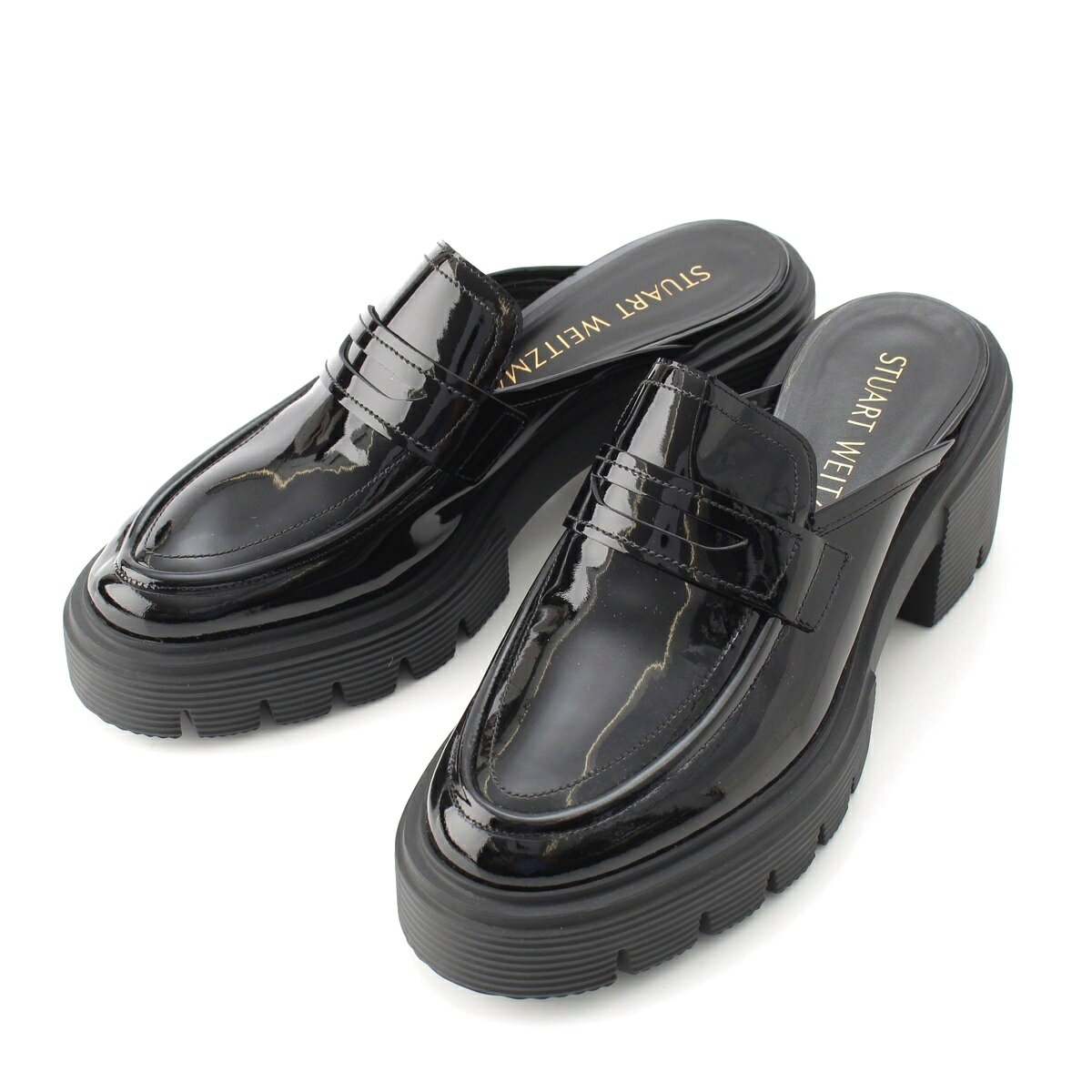 乐天商城 - スチュアート ワイツ Stuart Weitzman パテントレザー ミュール ローファー ブラック 39【中古】【正規品保証】