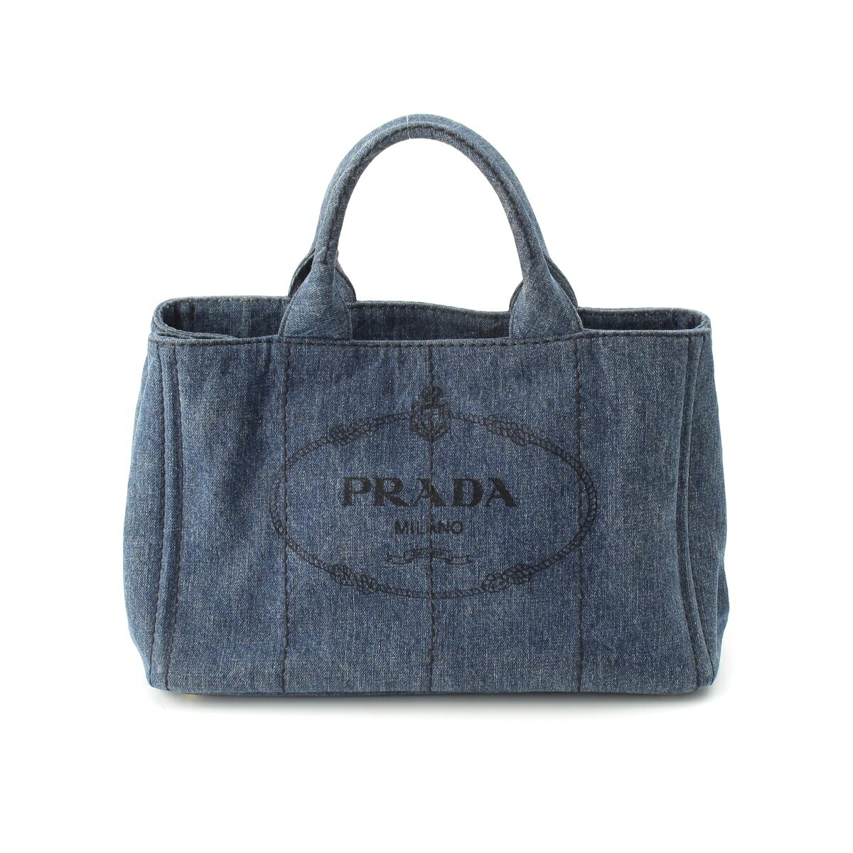 乐天商城 - プラダ PRADA カナパ デニム ハンドバッグ 2WAY ショルダー B2642B インディゴ ブルー【中古】【正規品保証】