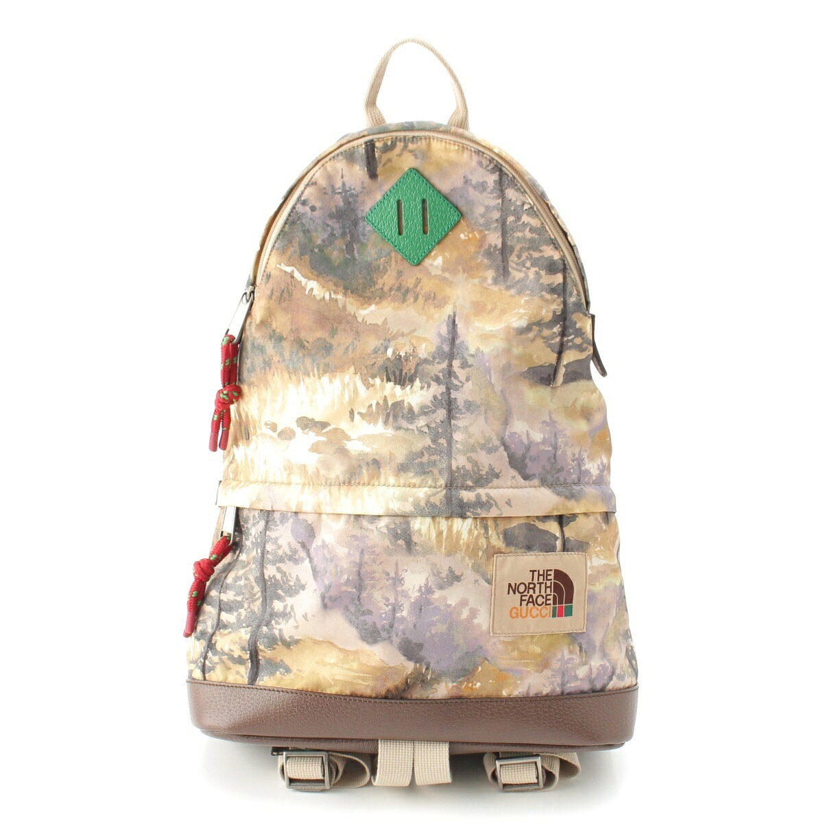 乐天商城 - グッチ GUCCI ノースフェイス THE NORTH FACE ナイロン×レザー バックパック リュック デイパック 650288 ベージュ【中古】【正規品保証】