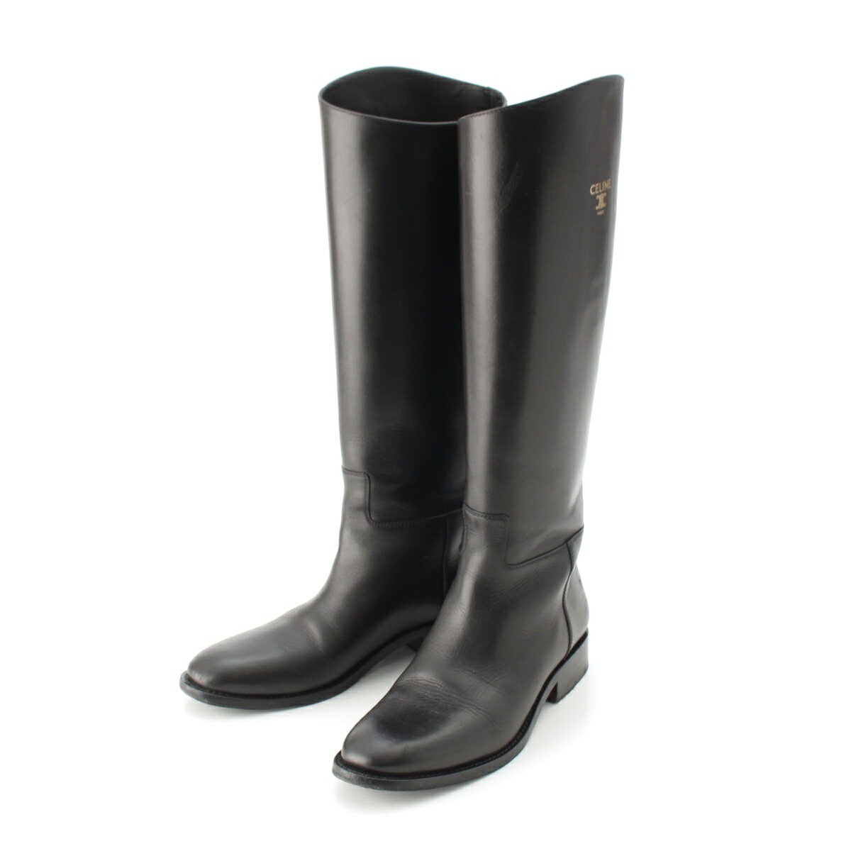 乐天商城 - セリーヌ CELINE 25-26AW ロゴ Anais アナイス ライディング ブーツ シューズ ブラック 40【中古】【正規品保証】