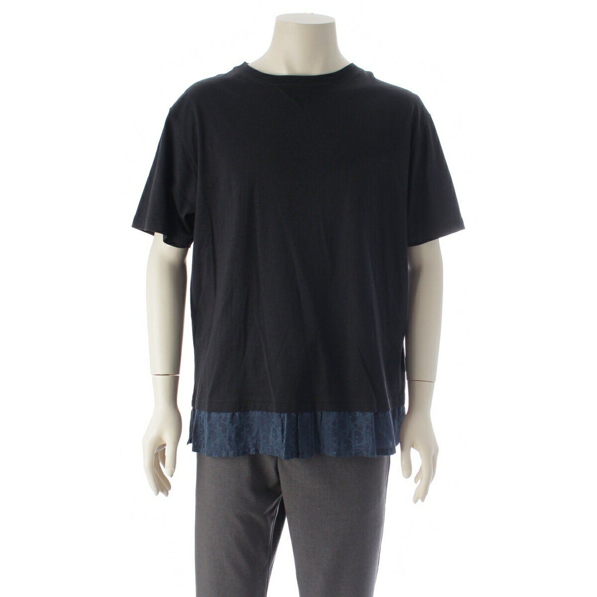 乐天商城 - ディオール Dior コットン ロゴ 長袖シャツ 113J632A0677 ネイビー ブルー L【中古】【正規品保証】